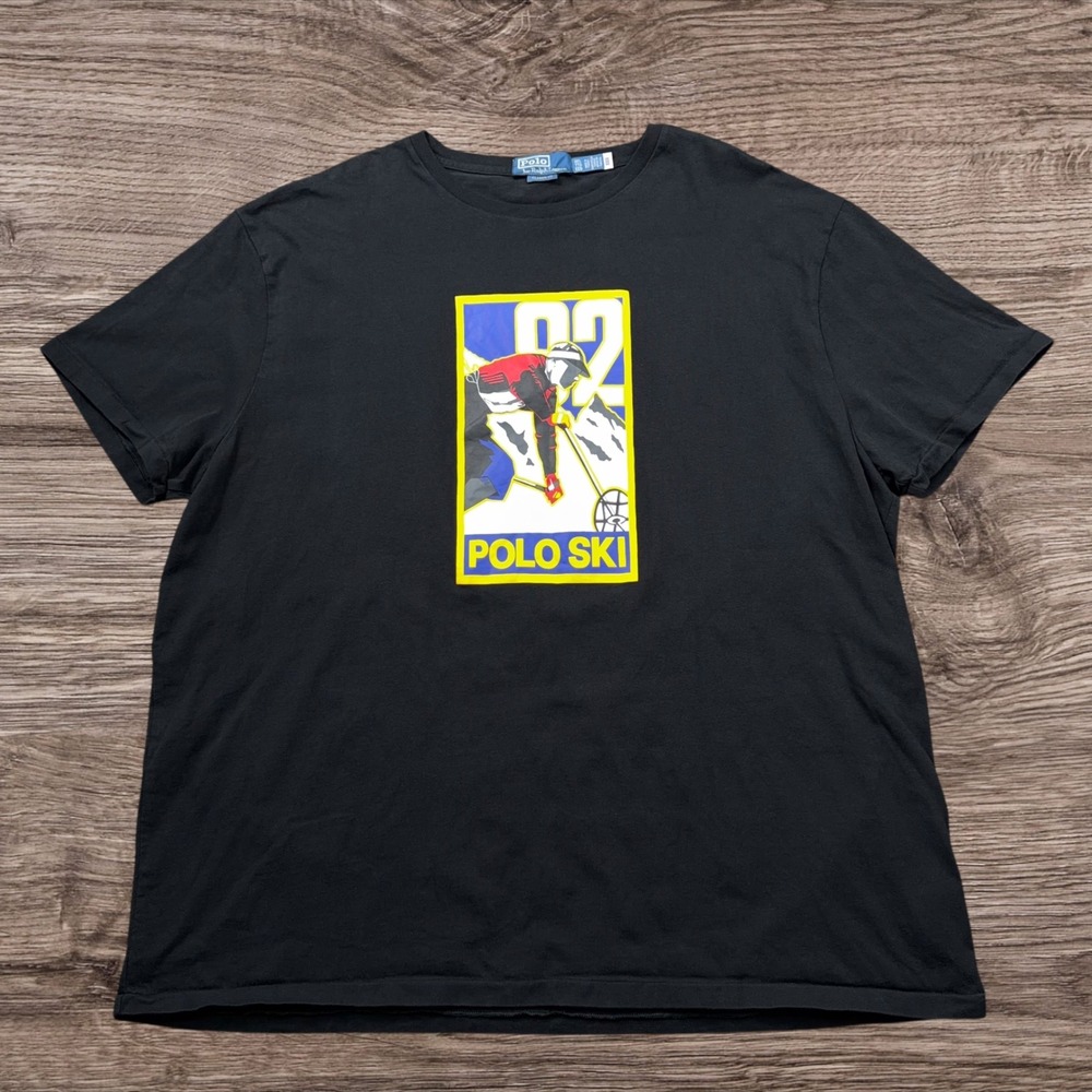 Polo Ralph Lauren Mens Polo Ski 92 Graphic T-Shirt Black XXL Classic Fit‎
